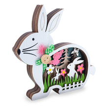 Load image into Gallery viewer, Bunny Shape Spring Garden with Butterflies Wooden Figurine