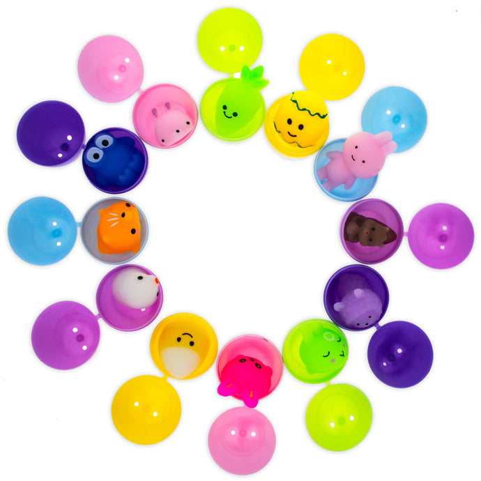 12 Multicolored Easter Plastic Eggs with Squishy Surprises Inside