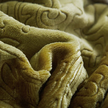 Load image into Gallery viewer, Tache Solid Embossed Green Olive Chartreuse Sherpa Throw Blanket (62096)