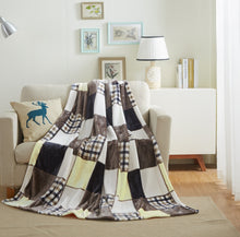 Load image into Gallery viewer, Tache Buttermilk Fall Yellow Brown Farmhouse Super Soft Plaid Patchwork Throw Blanket (4026)
