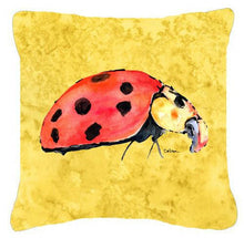 Load image into Gallery viewer, Lady Bug on Yellow   Canvas Throw Pillow - 14x14 Decorative Pillow – Art for Your Home &amp; Patio