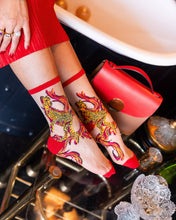 Load image into Gallery viewer, Flaming Cheetah Sheer Crew Sock