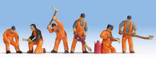 Load image into Gallery viewer, Noch 15276 HO Scale Railroad Track Workers -- Orange Uniforms pkg(6)