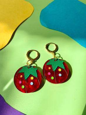 Tomato Pin Cushion Acrylic Earrings