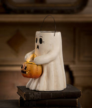 Load image into Gallery viewer, Scaredy Boo With Pumpkin Bucket Paper Mache