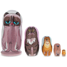 Load image into Gallery viewer, Sad Cat &amp; Friends Wooden Nesting Dolls 5.75 Inches