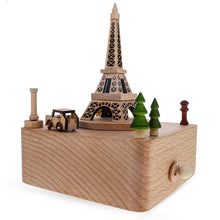 Load image into Gallery viewer, Eiffel Tower, Paris, France Wooden Musical Figurine with Moving Car