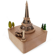 Load image into Gallery viewer, Eiffel Tower, Paris, France Wooden Musical Figurine with Moving Car