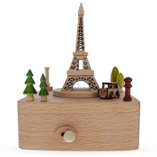 Load image into Gallery viewer, Eiffel Tower, Paris, France Wooden Musical Figurine with Moving Car