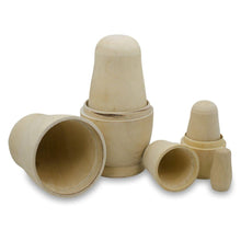 Load image into Gallery viewer, Set of 5 Unfinished Unpainted Wooden Nesting Dolls Craft DIY Kit 6 Inches