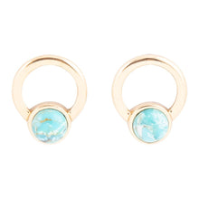 Load image into Gallery viewer, Calgary Blue Turquoise Post Golden Earrings