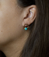 Load image into Gallery viewer, Calgary Blue Turquoise Post Golden Earrings