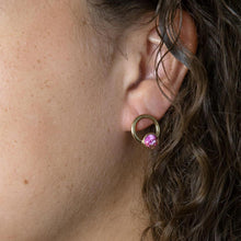 Load image into Gallery viewer, Calgary Pink Spiny Oyster Matrix Post Golden Earrings