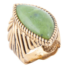 Load image into Gallery viewer, Canadian Green Jade Golden Statement Ring