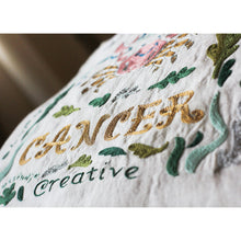 Load image into Gallery viewer, Cancer Astrology Hand-Embroidered Pillow by Cat Studio