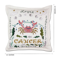 Load image into Gallery viewer, Cancer Astrology Hand-Embroidered Pillow by Cat Studio