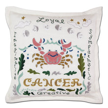 Load image into Gallery viewer, Cancer Astrology Hand-Embroidered Pillow by Cat Studio
