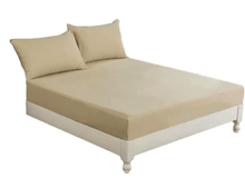 Load image into Gallery viewer, DaDa Bedding Poplin Cotton Tan Beige Fitted Sheet and Pillowcase (JHW-546)