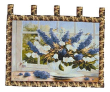 Load image into Gallery viewer, Tache Larkspur Tapestry Sunlight Radiance Blue Floral Wall Hanging Art 33 x 24 (13018)