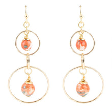 Load image into Gallery viewer, Canyon Red Magnesite Double Drop Golden Earrings
