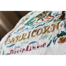 Load image into Gallery viewer, Capricorn Astrology Hand-Embroidered Pillow by Cat Studio