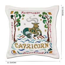 Load image into Gallery viewer, Capricorn Astrology Hand-Embroidered Pillow by Cat Studio