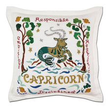 Load image into Gallery viewer, Capricorn Astrology Hand-Embroidered Pillow by Cat Studio