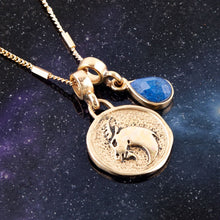 Load image into Gallery viewer, Capricorn - Zodiac Blue Lapis Golden Charm Necklace