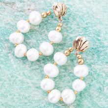 Load image into Gallery viewer, Carly White Pearl Complete Loop Golden Post Earrings