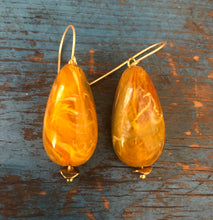 Load image into Gallery viewer, Molten Sunshine Marbled Lucite Drop Earrings
