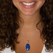 Load image into Gallery viewer, Carved Blue Lapis Sterling Silver Pendant Necklace