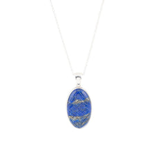 Load image into Gallery viewer, Carved Blue Lapis Sterling Silver Pendant Necklace