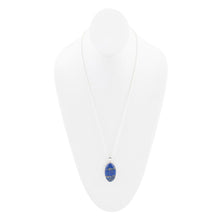 Load image into Gallery viewer, Carved Blue Lapis Sterling Silver Pendant Necklace