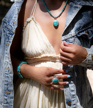 Load image into Gallery viewer, Carved Blue Turquoise and Sterling Silver Pendant
