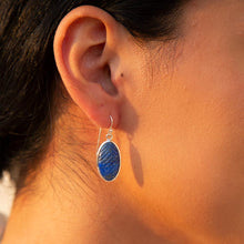 Load image into Gallery viewer, Carved Blue Lapis Sterling Silver Drop Earrings