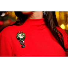 Load image into Gallery viewer, Cat in A Christmas Wreath Brooch by Laliblue