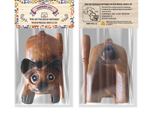 3" Wooden Cat Percussion Whistle Instrument