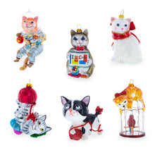 Load image into Gallery viewer, Black Cat on Halloween Glass Christmas Ornament