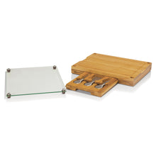 Load image into Gallery viewer, Concerto Glass Top Cheese Cutting Board &amp; Tools Set