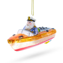 Load image into Gallery viewer, Captain Santa on a Boat Glass Christmas Ornament