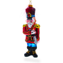 Load image into Gallery viewer, Nutcracker Soldier Glass Christmas Ornament