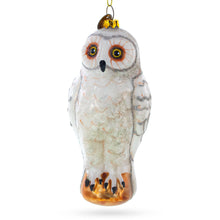 Load image into Gallery viewer, White Owl Glass Christmas Ornament