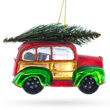 Load image into Gallery viewer, Car Carrying Tree Glass Christmas Ornament