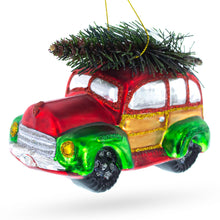 Load image into Gallery viewer, Car Carrying Tree Glass Christmas Ornament