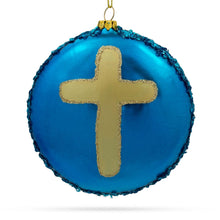 Load image into Gallery viewer, Serene Holy Family on Purple Disc Glass Christmas Ornament