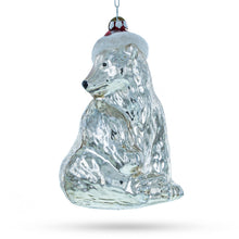 Load image into Gallery viewer, Polar Bear in Santa Hat Glass Christmas Ornament