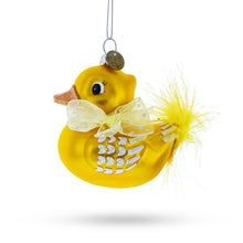 Load image into Gallery viewer, Yellow Duck with Bow Glass Christmas Ornament