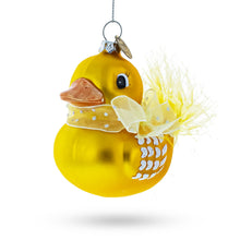 Load image into Gallery viewer, Yellow Duck with Bow Glass Christmas Ornament