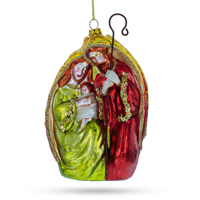 Nativity Scene Glass Christmas Ornament