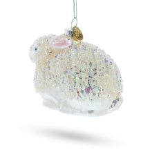 Load image into Gallery viewer, White Sparkling Bunny Glass Christmas Ornament
